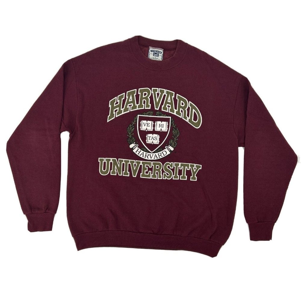Harvard Crimson Sweatshirt Adult L Maroon Crest Logo‎ Vintage Made In USA